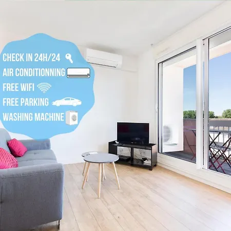 Apartamento Cosy Confort - Climatisation, Balcon, Wifi - Proche Airbus, Purpan, Aeroport, Stade Ernest Wallon